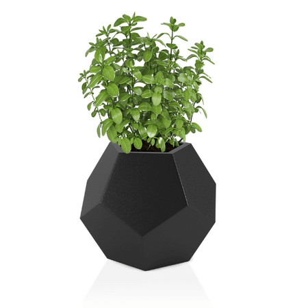 Alma 53 cm geometrischer Topf mit Ablage, schwarz