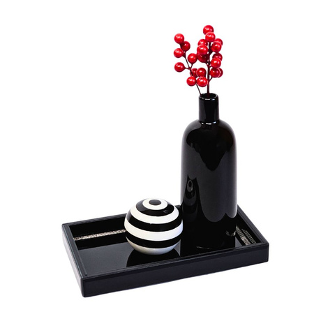 Glas schwarz Tablett dekoriert Onyx 27x15 cm
