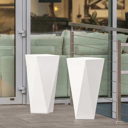Hoh geometrischen Topf Vaso 72 cm mit Regal, schwarz